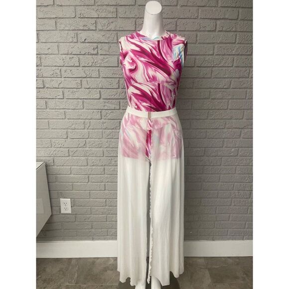 White Stretch Mesh Swimsuit Cover-Up Size S - Picture 1 of 7